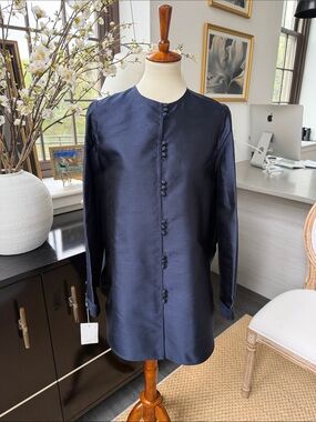 Ralph Rucci Navy Silk Tunic M